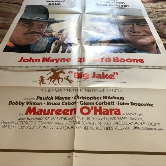 1971 original John Wayne “Big Jake” movie poster 41” x 27”NOT a repo; au… - Picture 3 of 10